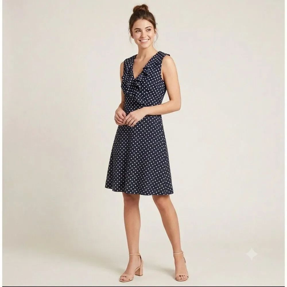 Chaps size XL wrap dress polka dot dress ruffles